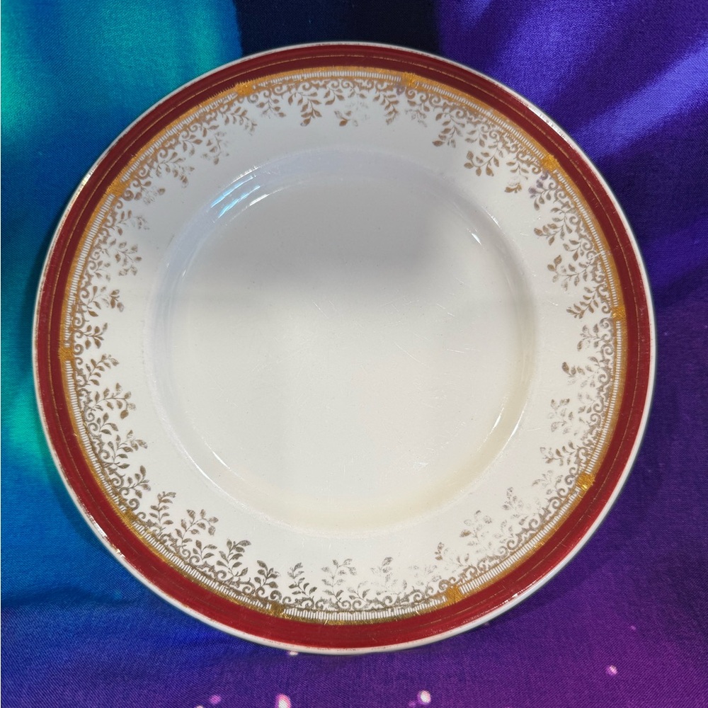 Vintage Myott Royalty Salad Plate Burgundy Gold